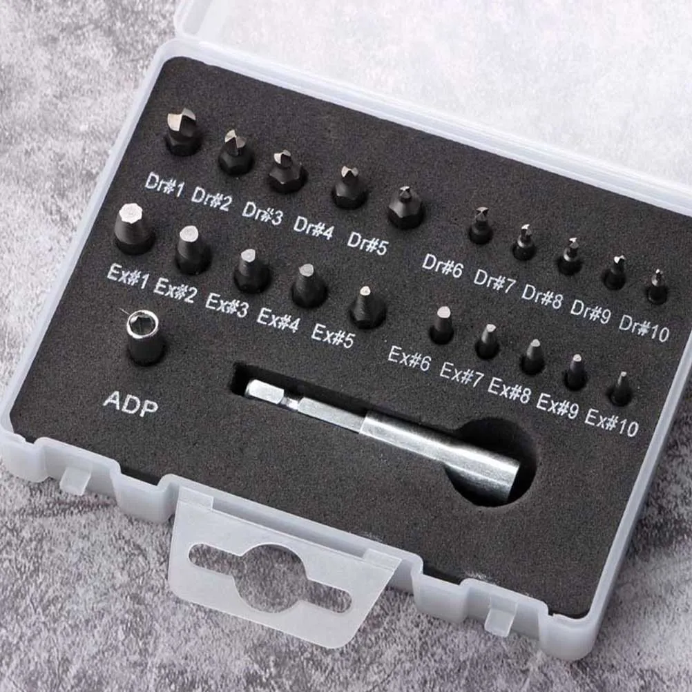 

22Pcs Screw Extractor Set Broken Bolt Remover High Quality Material Long Lasting Use Strict Inspection System Bit Holder