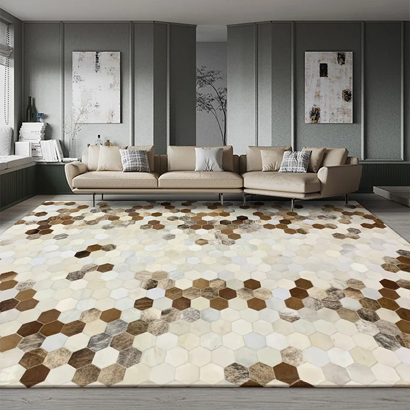 Luxury High-end Real Cowhide Living Room Carpet Modern Simple Customize Office Large Rug Cloakroom Study Room Carpets