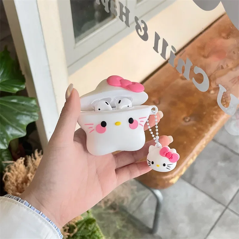 Sanrio Hello Kitty Silica Gel AirPods Pro Bluetooth Headphone Bag Cute Cartoon Soft Fashion Protective Case Girls Holiday Gifts