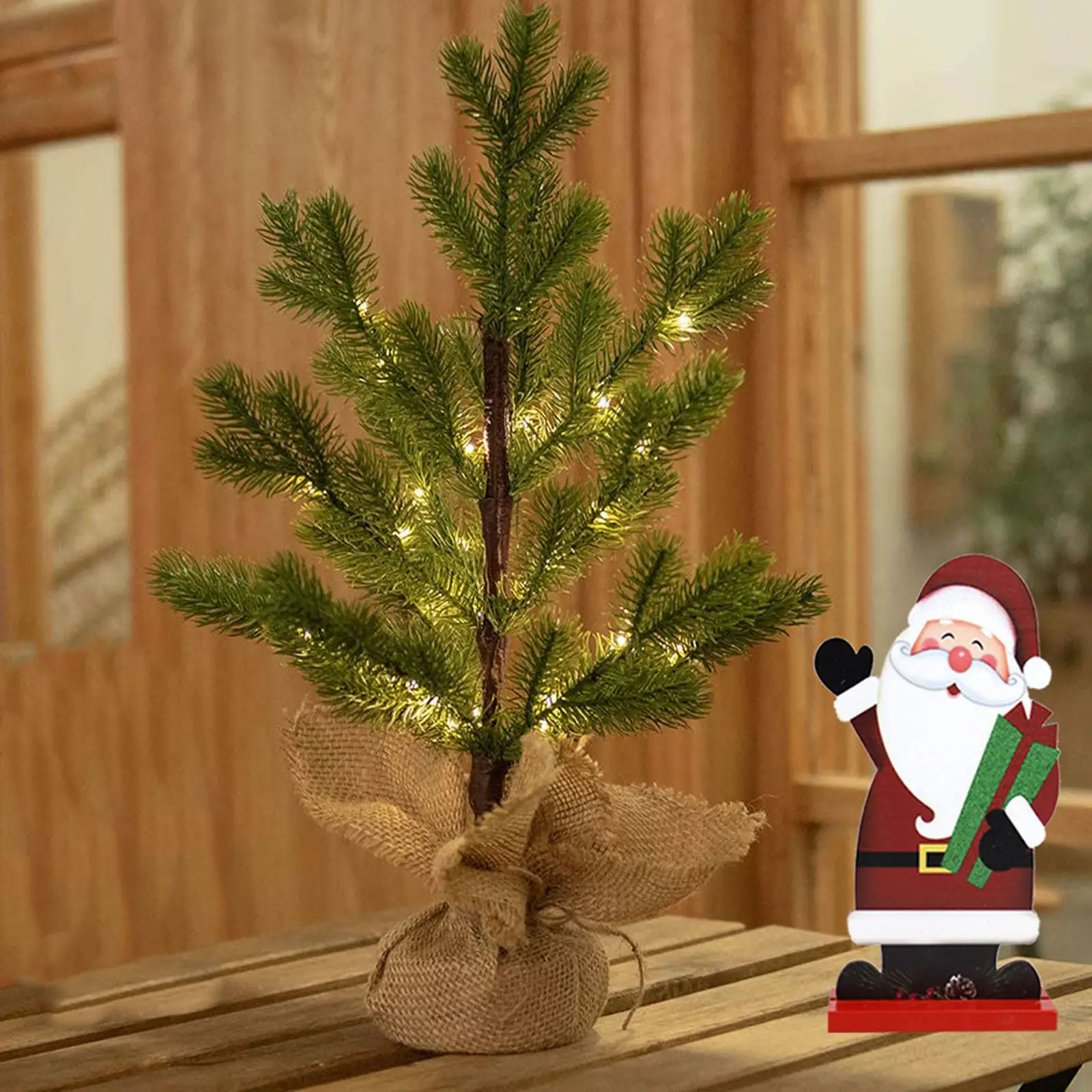 1Pcs Santa Claus Wooden Christmas Desktop Ornament Colored Drawing Decoration Perfect for Home Office Xmas Gift Ornament