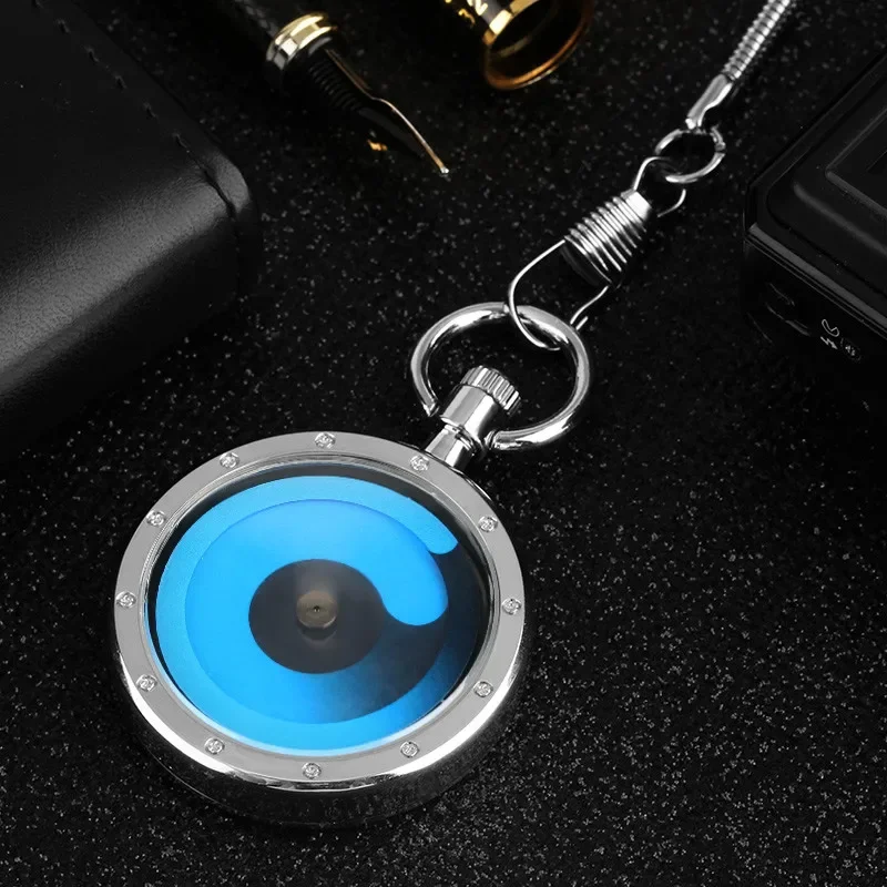 Creative Turntable Color Dial Watch Men Women Quartz Pocket Watches Pendant Snake Waist Chain Unique Timepiece Gift Reloj