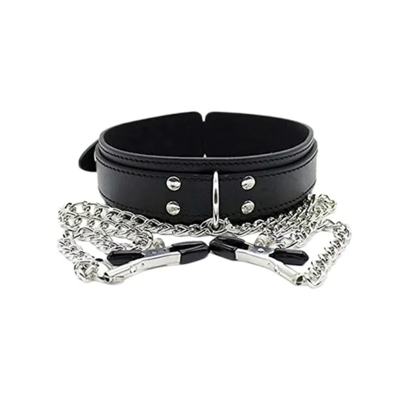 BDSM Bondage Accessory Punk Neck Choker Collar With Chain Nipple Clamp Breast Clip Adult Women Erotic Roleplay Toy 18+ view 6