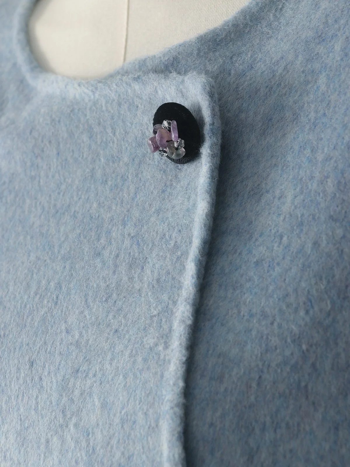 

Whooos Double-Sided mat Woolen Coat for Women High Waist Slimming Versatile New Chinese Sle Blue Outerwear