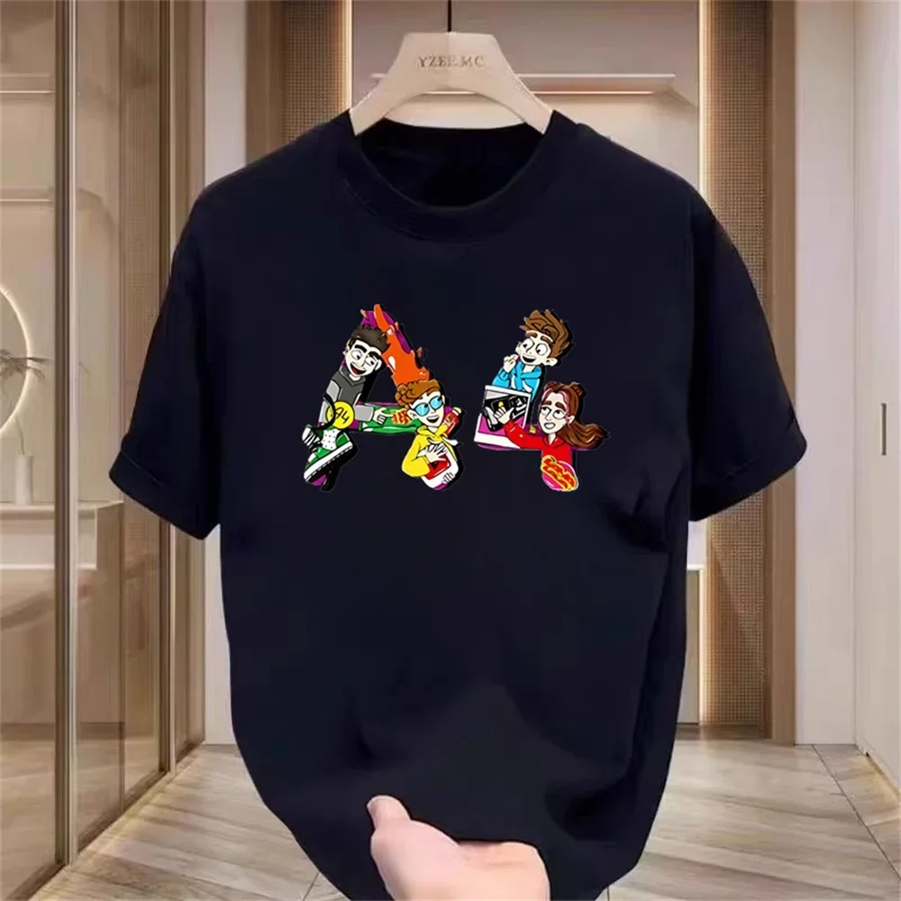 

2025 Animation Pattern A4 Fashion Children's T-shirt Short Sleeve Printed Luxury Cotton Men's T-shirt Printed Y2k Street Wear
