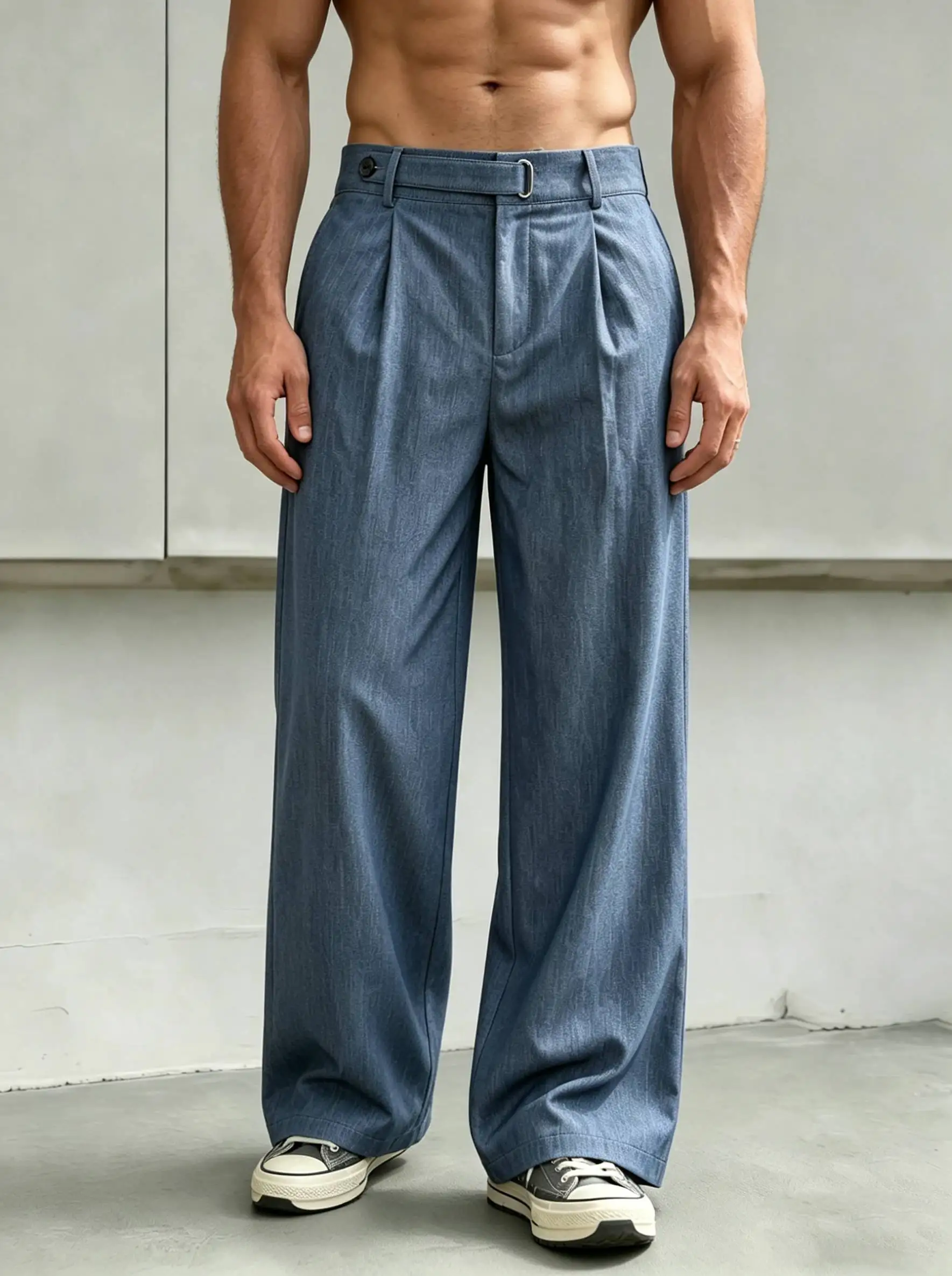 Men's Summer Thin Wide Leg Casual Pants, Textured Versatile Commuter Trousers