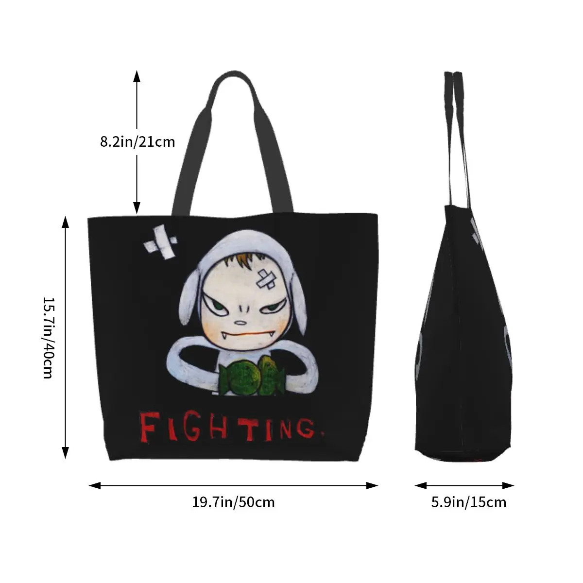 Yoshitomo Nara Fighing Women Shoulder bag 40X50cm Tote bag Shopping handbag Convenient Travel Book Custom Logo