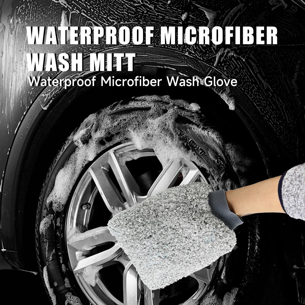 DETAILING Car Wash Mitt Waterproof Washing Gloves Microfiber Cleaning Mitt Ultra-Soft Thickening Wash Glove for Car Care