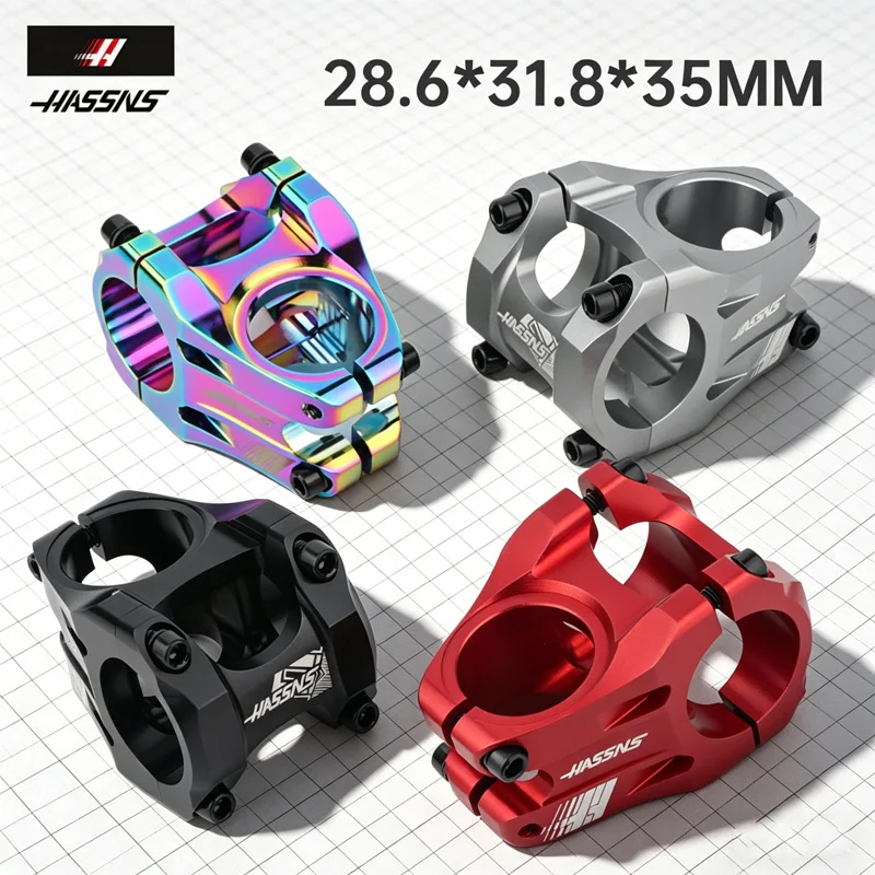 

HASSNS MTB stem 35mm Short bike stem For DJ AM FR DH Aluminum Alloy titanium Red Purple Black MTB power bicycle handlebar stem