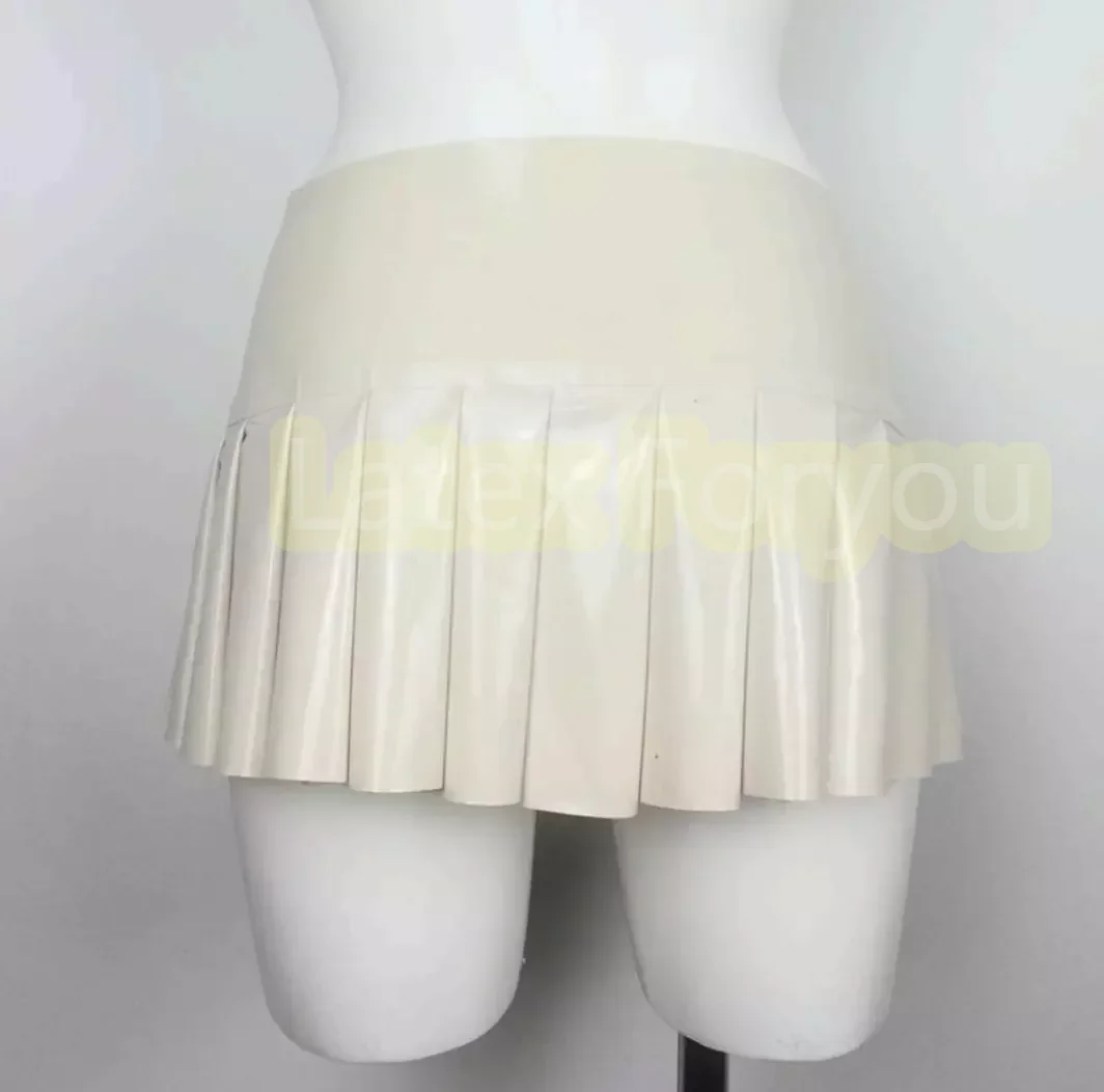 

Белое фетиш-платье ручной работы из натурального латекса Gummi, мини-платье, резиновая плиссированная юбка, женское вихревое латексное Gummi, сексуальное платье, костюм на Хэллоуин