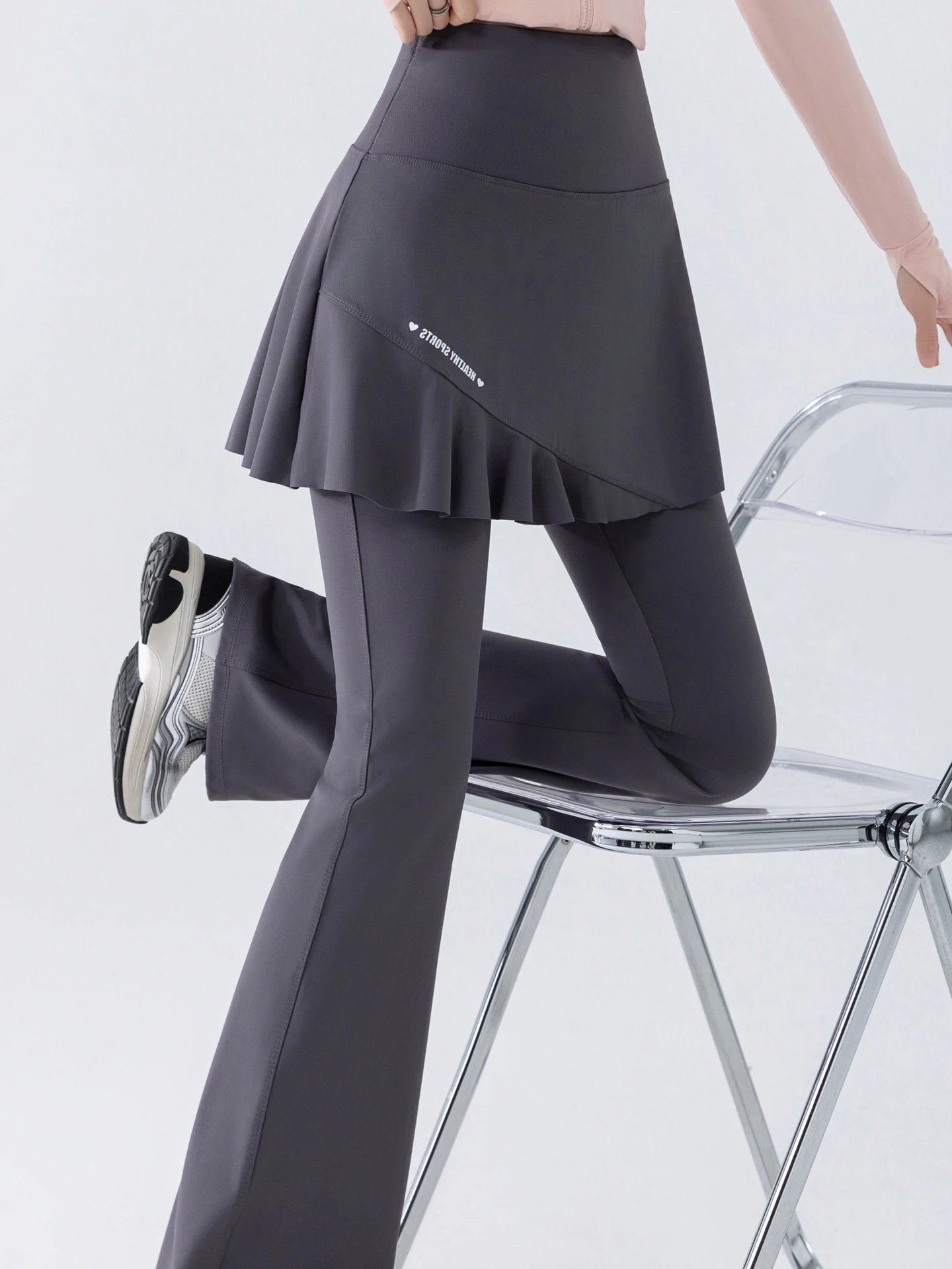 Pantalones de Yoga con forro de Fce de cintura alta, pantalones deportivos para mujer, diseño de aleta arca falsa de dos piezas, Otoño Invierno, Bot de talla grande