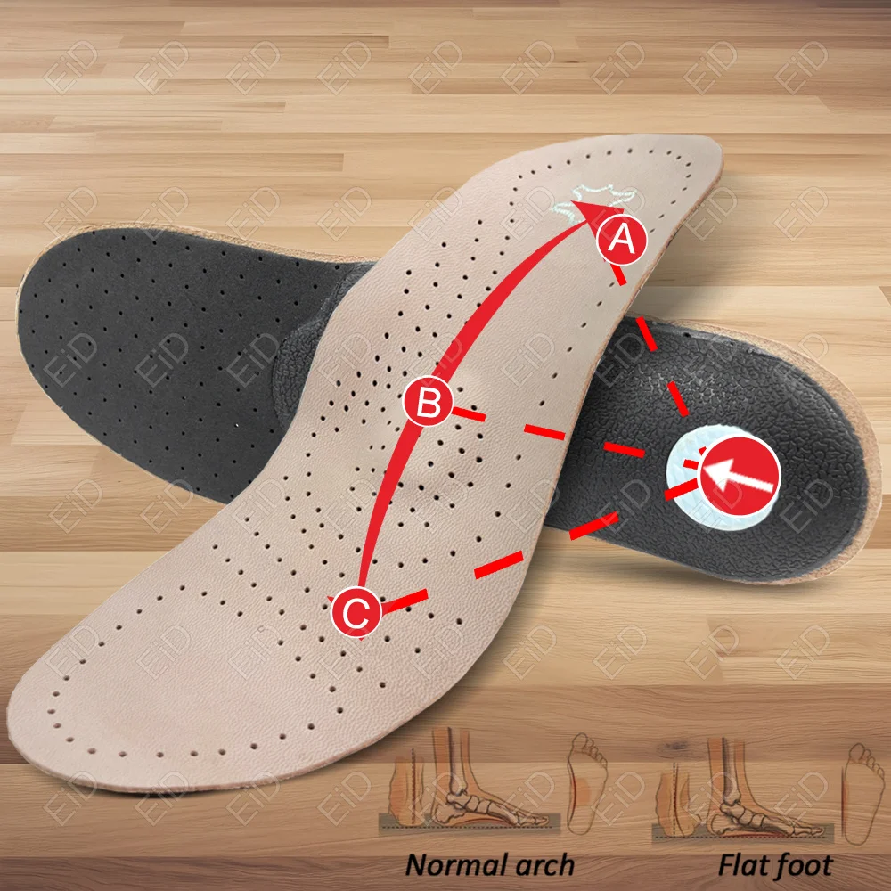 EiD Genuine Leather Orthopedic Insoles Arch Support Flat Feet Plantar Fasciitis Shoe Pads Quality Leather Deodorising Shoe Sole