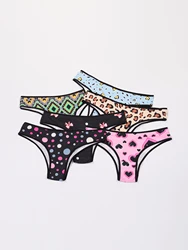 Large size women's cute printed 6-pack low waist underwear triangle pants