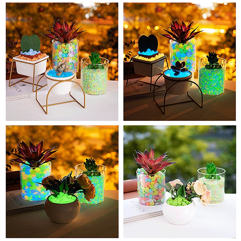 100 قطعة ديكور الحديقة أحجار مضيئة تتوهج في الحصى الداكنة لتزيين حوض السمك في الهواء الطلق