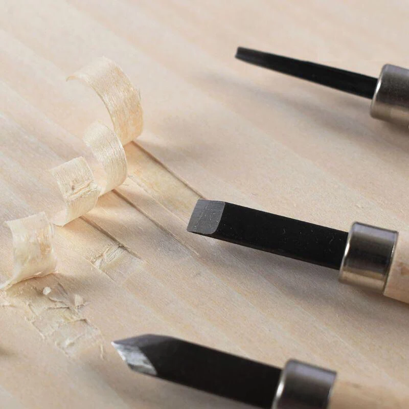 12pc Wood Carving Chisel Assortment for Basic Shapes & Detailed Woodworking DIY Hand Tools Knife Set