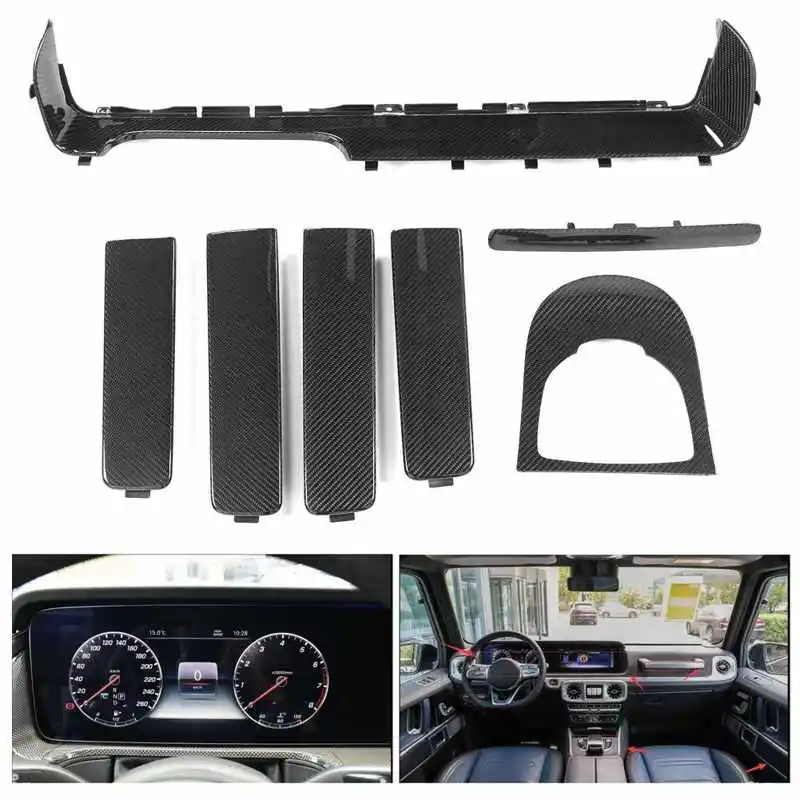 

7pcs Door Handle Armrest Trim Gearshift Panel Dashboard Cover Replacement Fit for Benz G-Class G63 W463 G350 2019 2020 2021