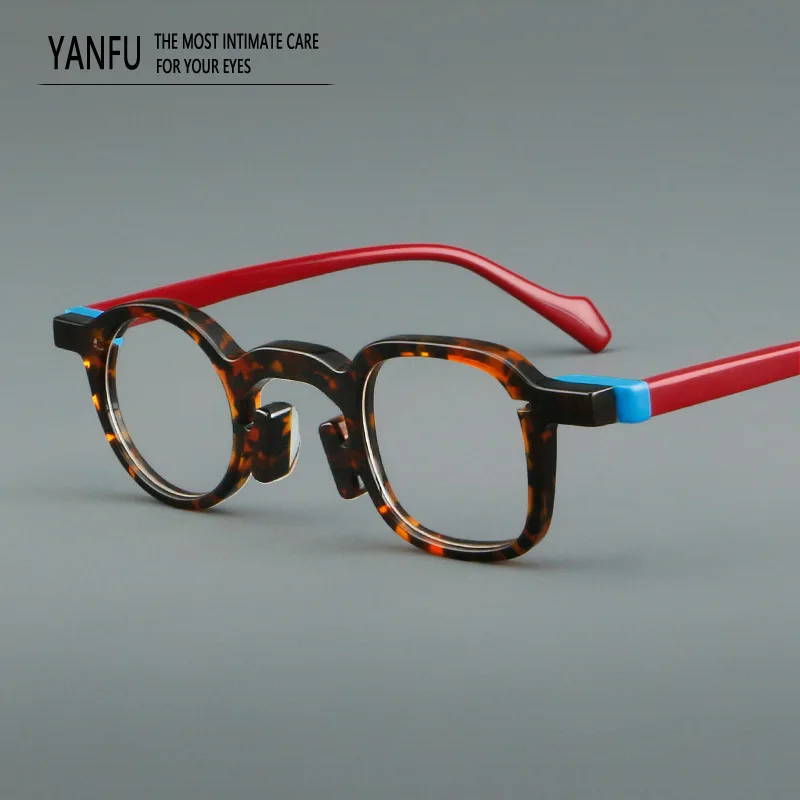 

Acetate Geometric Retro Glasses Frames Men Fashion Optical Eyewear Man Reading Eyeglasses Frame Myopia Prescription Women 142mm