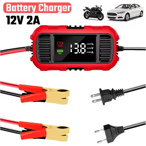 12V 2A Car Battery Charger Fully Automatic Battery Charger Digital Display Motorcycle Battery Charger for Motorcycle Batteries