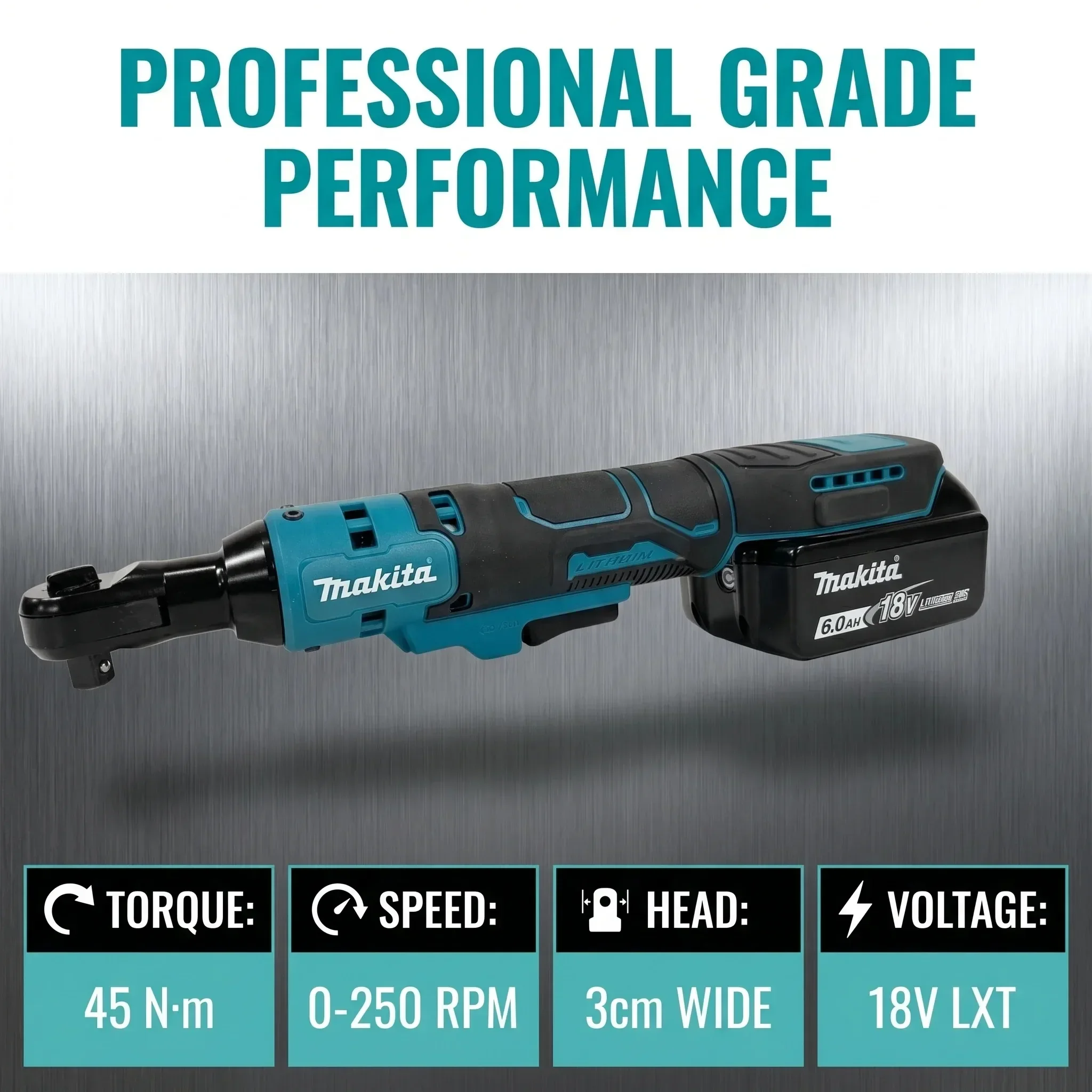 Makita DWR180Z 18V LXT Angle Head Ratchet Wrench Cordless Unit For Engine Bay And Suspension Repair Tasks