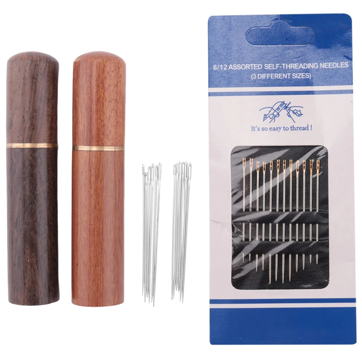 

2 шт., деревянные иглы для рукоделия, 12 золотых игл