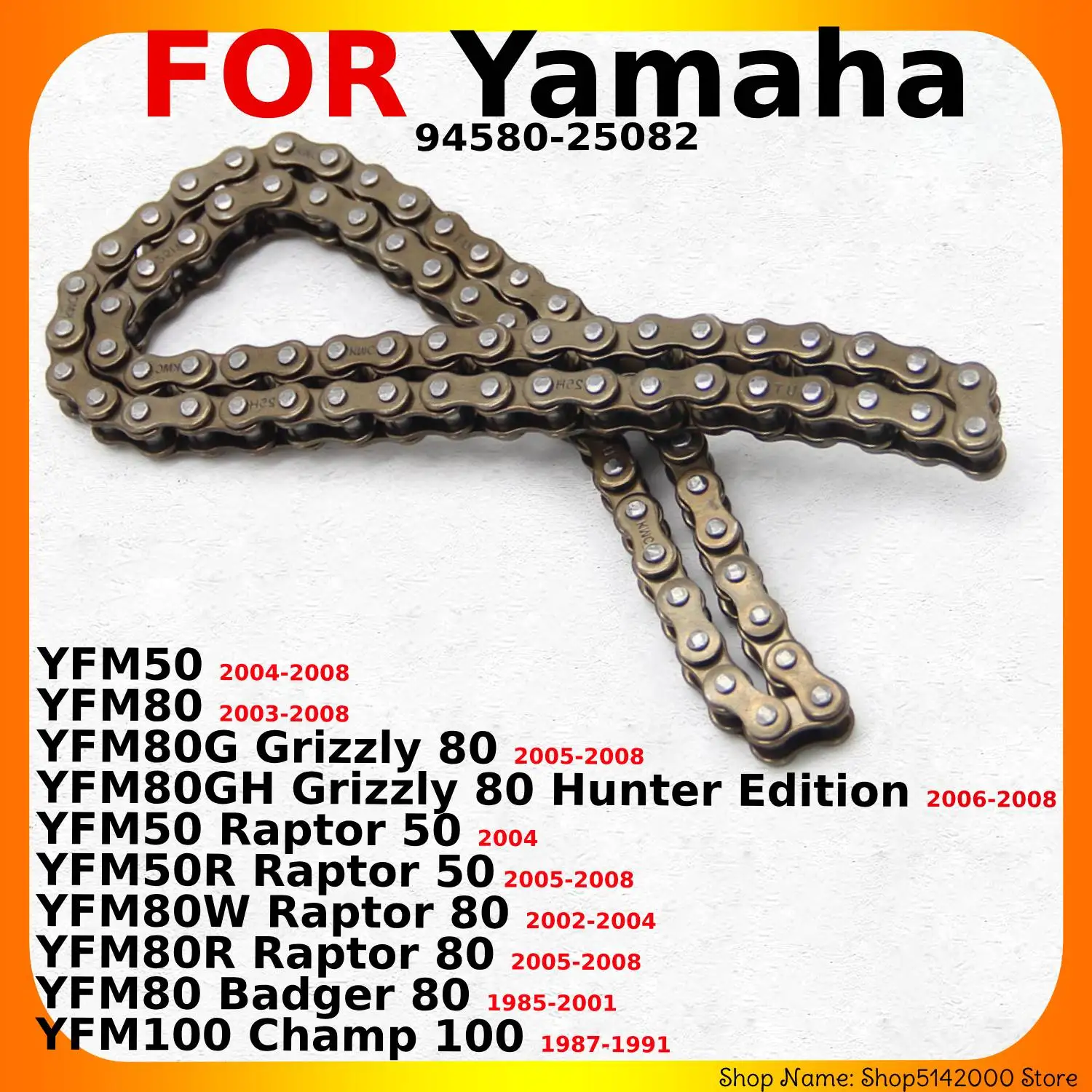 Motorcycle Timing Chain For Yamaha YFM50 YFM80 YFM80GH Grizzly YFM50 YFM50R YFM80W YFM80R Raptor Badger YFM100 Champ 94580-25082