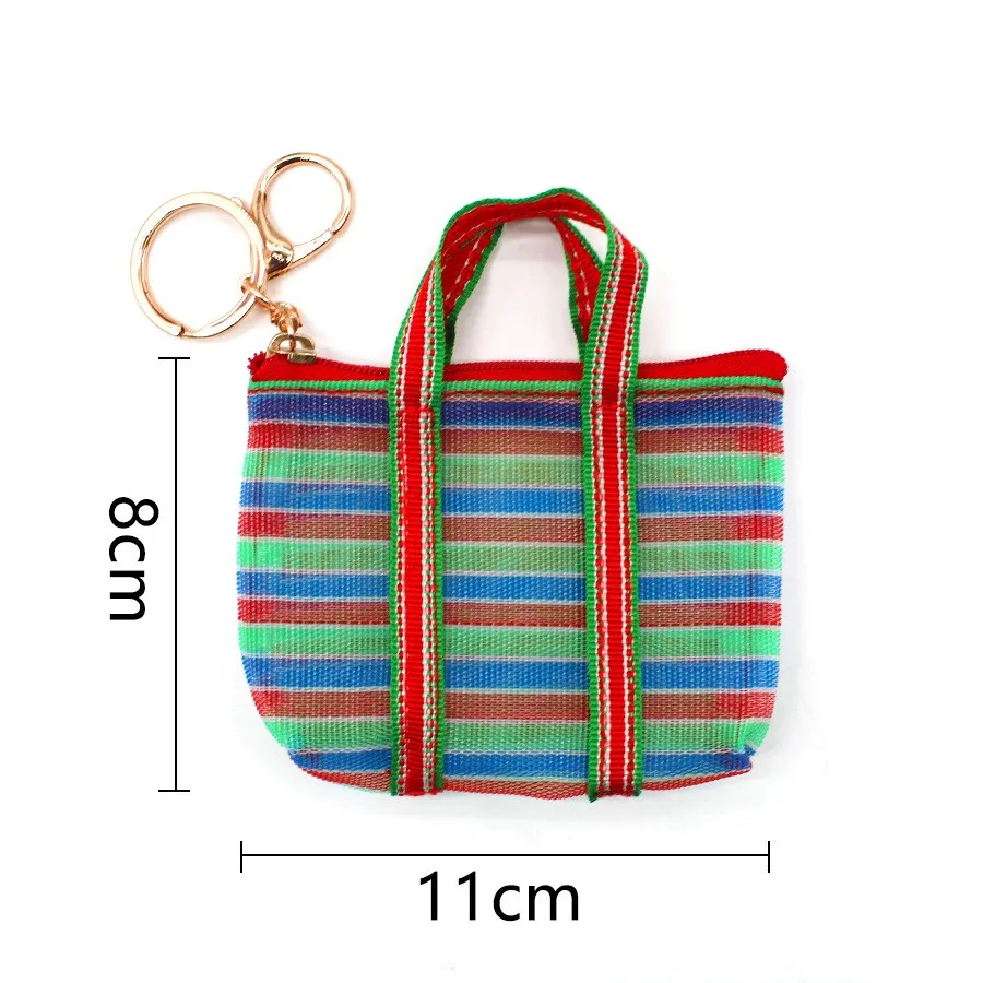 1Pc Key chain Fishing Net Bag Vegetable Basket Mini Coin Purse Wallet Pendant Woven Bag Small Backpack Pendant Wholesale view 6