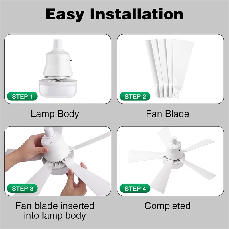 E27 Ceiling Fan Light with Remote Control Modern Creative Fan Light 3 Speeds Adjustable Chandelier Fan Lamp for Living Room