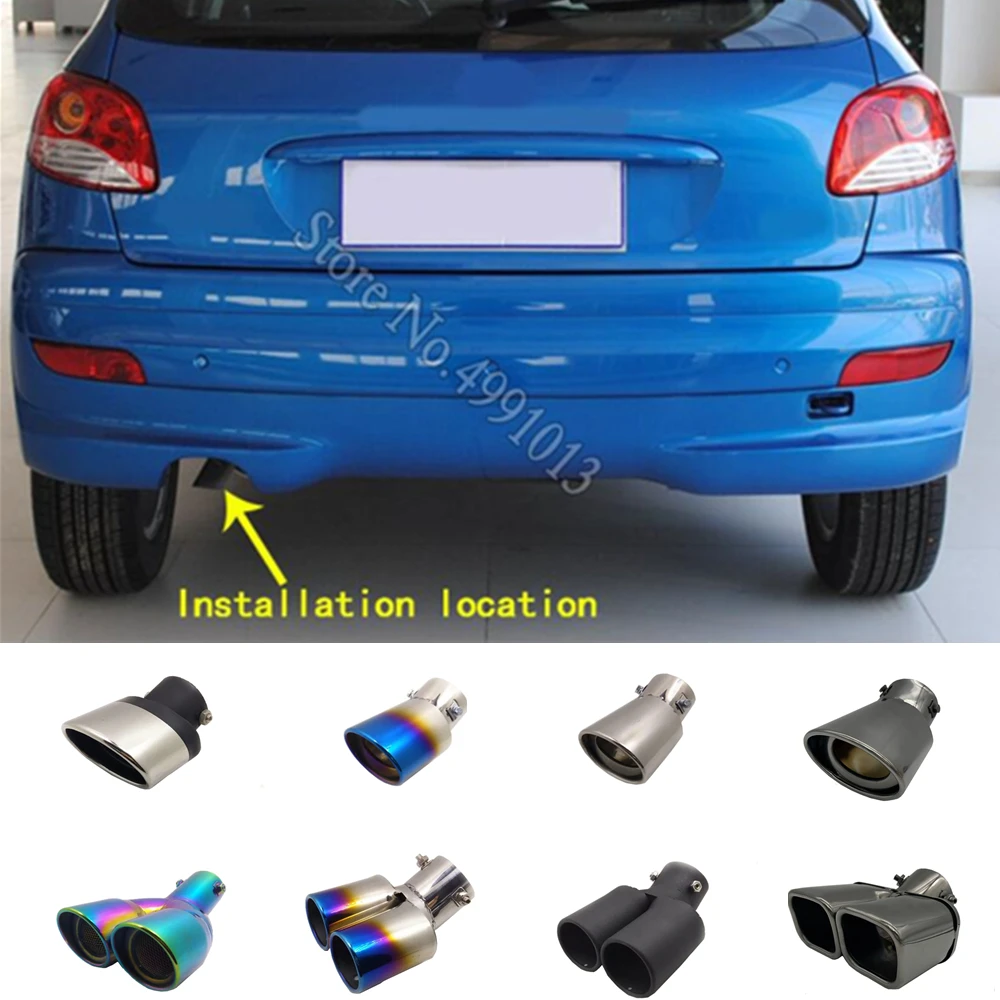 For Peugeot 207 2009-2013 Car Stickers Body Cover Muffler Exterior Back End Pipe Dedicate Exhaust Tip Tail Outlet Ornament 1pcs