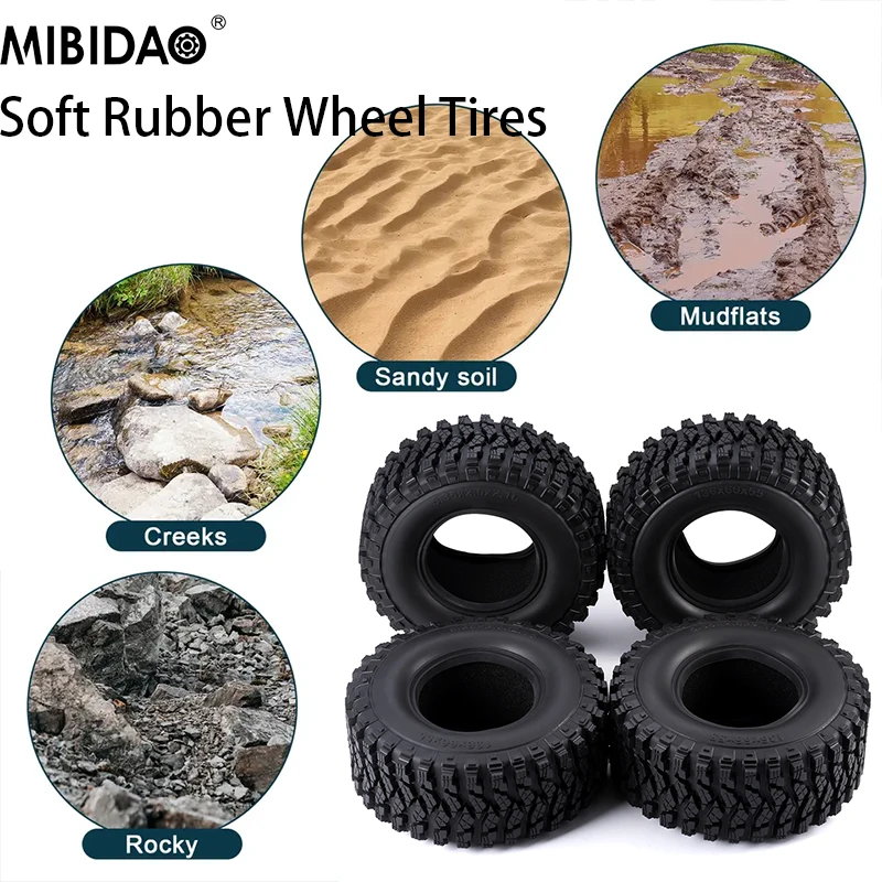 

MIBIDAO 4Pcs 2.6inch Soft Rubber Wheel Tires skin 136mm for MK07 Car Upgrade Parts Wheel Toys