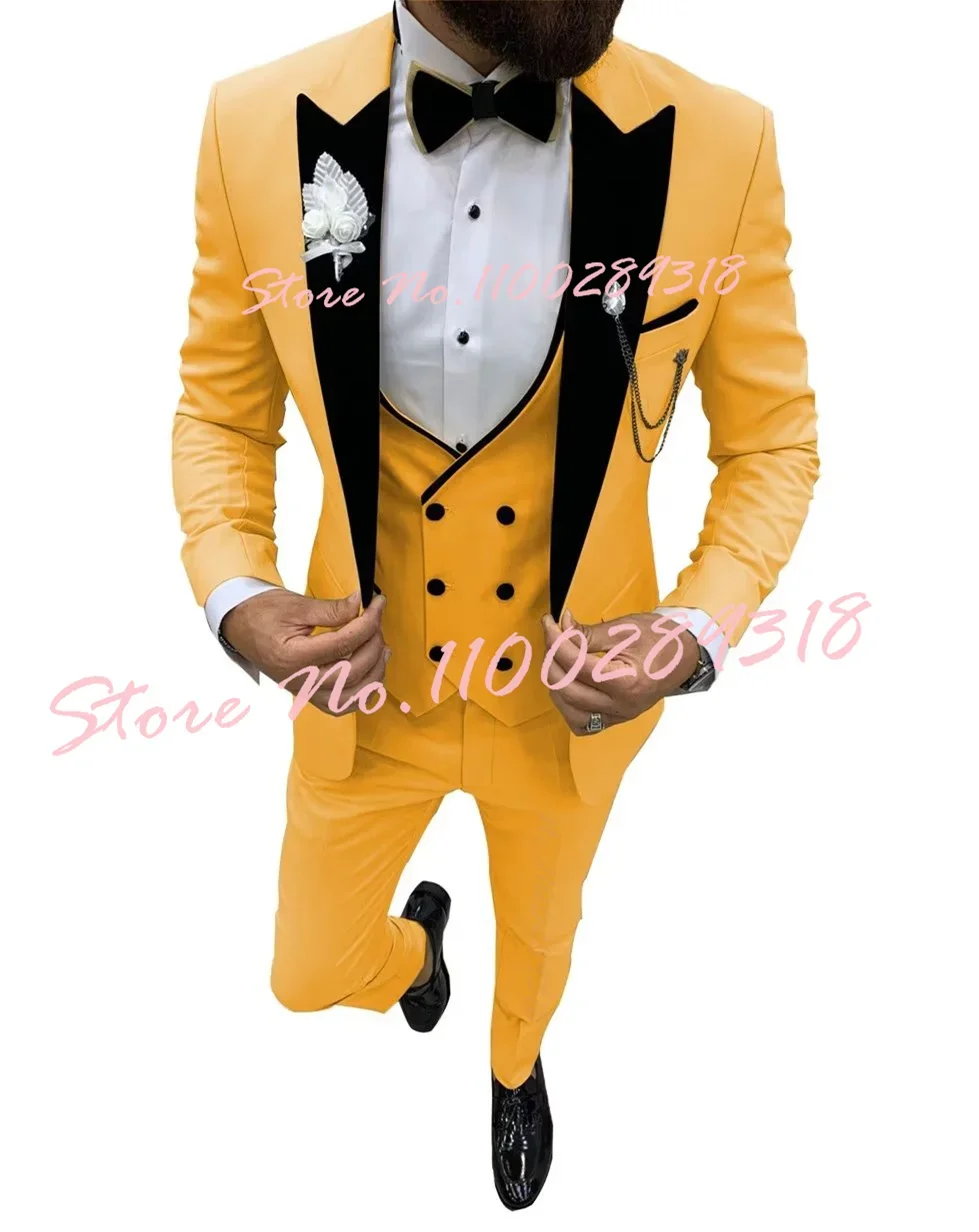 2024 New Design Men Suits Groom Wear Tuxedo Business Party Wedding Formal Causal Suit Terno Masculino 3 Pieces(Blazer+Vest+Pant)