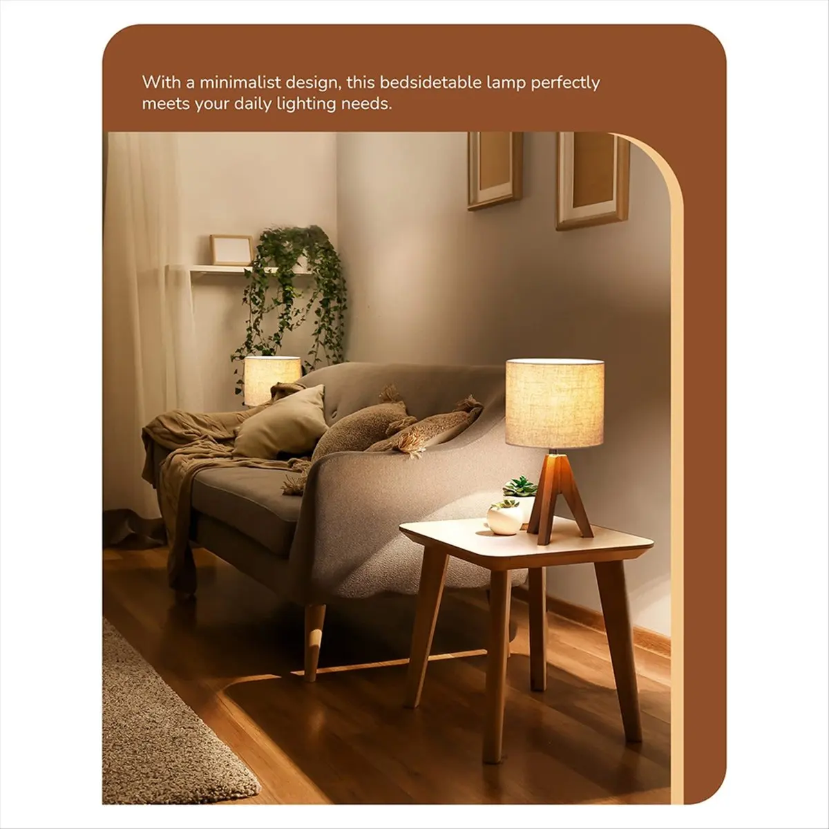 A93G Tripod Table Lamp Cute Bedside Lamp with Lampshade, Nightstand Lamp for Bedroom, Kid Room, Living Room,Wooden Base