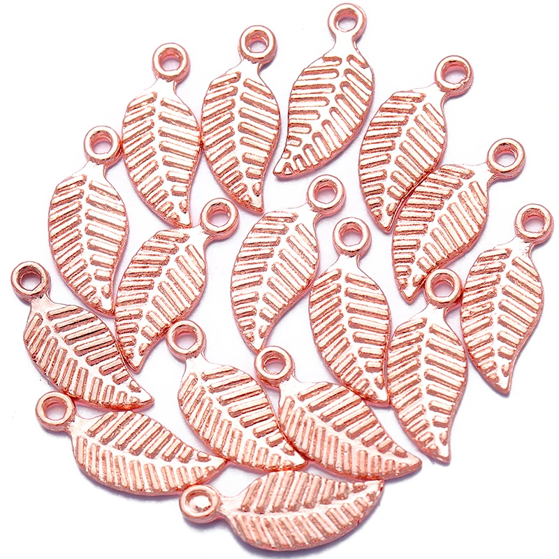 50pcs 14*6mm New Product 6 colors small leaves Charms Necklace Pendant Bracelet Jewelry Making Handmade Crafts diy Supplies