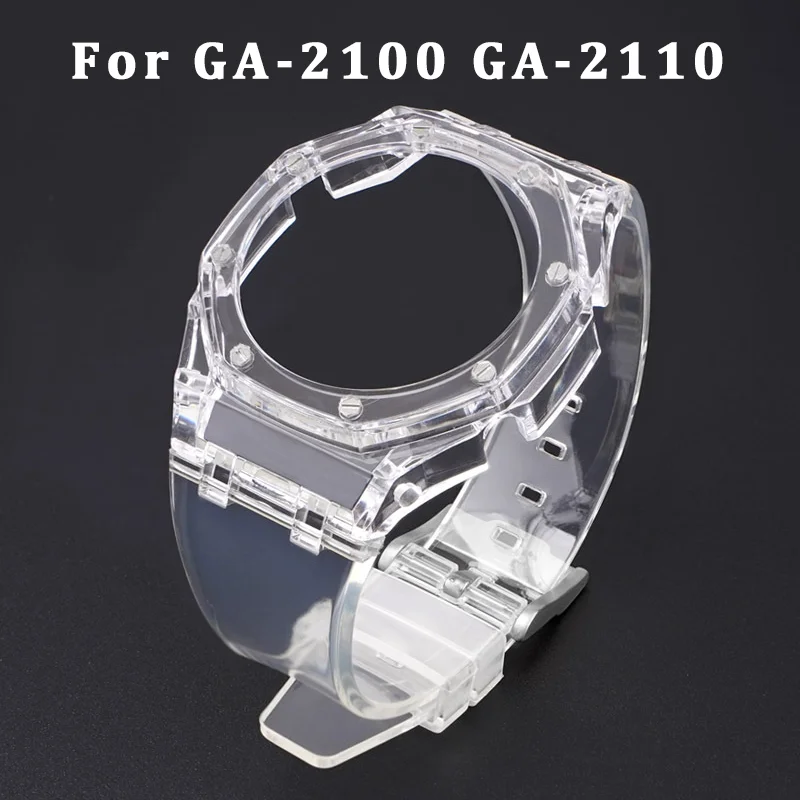 

Transparent Case Rubber Strap For Casioak Watch GA2100 GA2110 Band Modification Kit For GAB2100 2110 Replacement Refit Set Cover