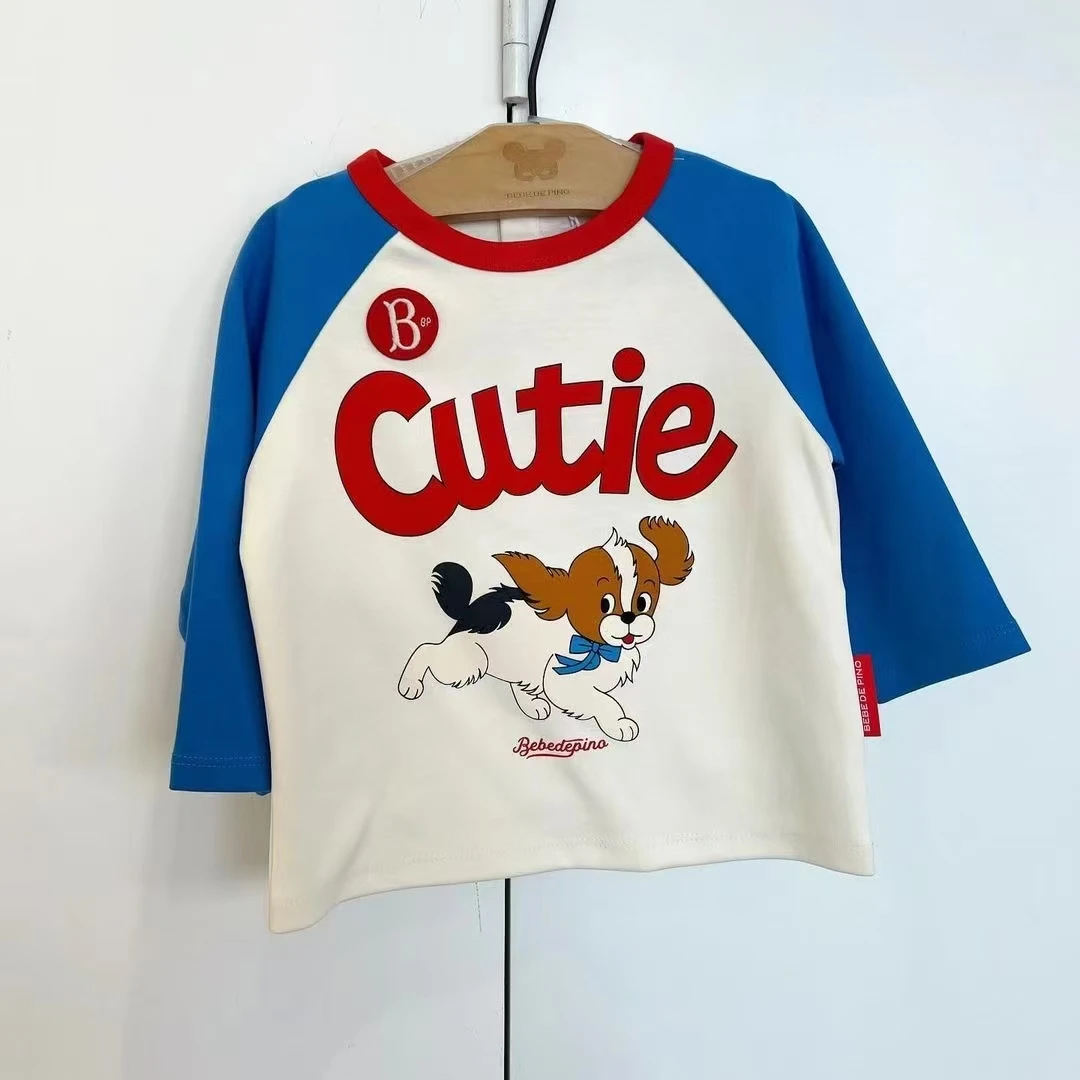 Camiseta de manga larga para niños y niñas, Tops para bebés de 2 a 7 AW, ropa de Corea, ropa de jardín de infantes, 2024