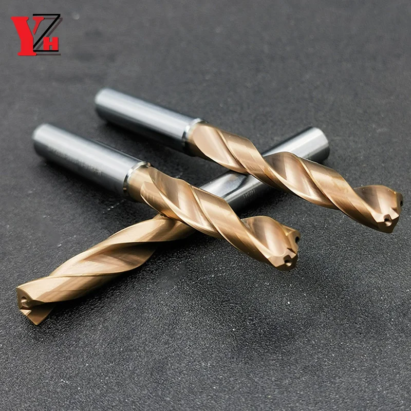 YZH 3D HRC65 Carbide Twist Drill Diameter D3.3-D25 With Internal Cooling Hole Coated CNC For Hard Metal Drilling