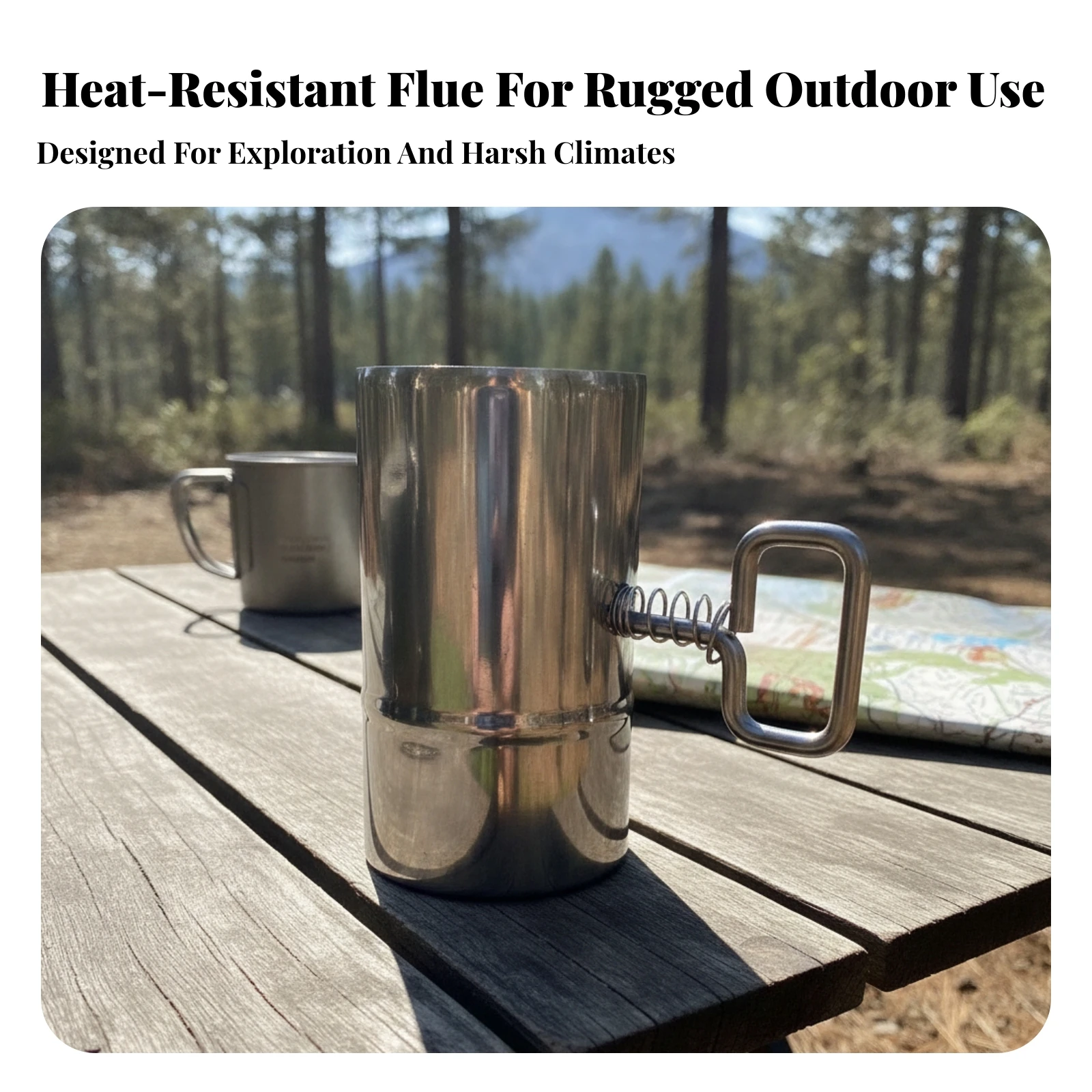 Chimney Pipe with Pull Loop Stainless Steel Adjustable Flue Pipe Hardware High Temperature Resistant Backpacking for Campers