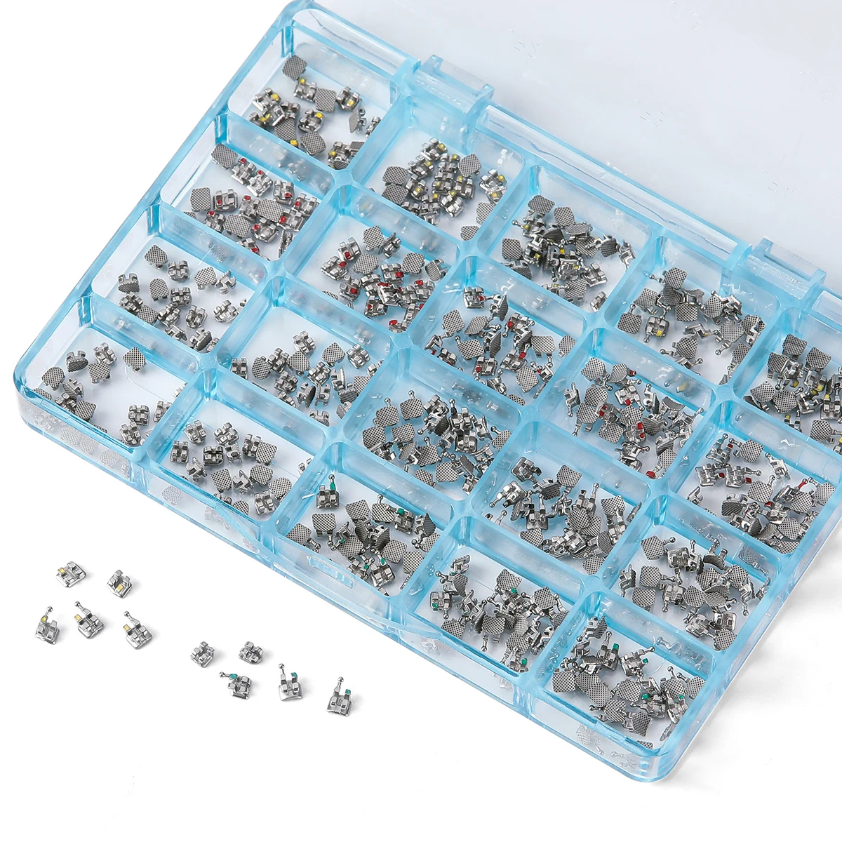 AZDENT 400 Stück Dental Kieferorthopädische Klammern Zahnspangen Metall MIM Monoblock Mini Roth/MBT 022/018 Haken 345 – Detail 2