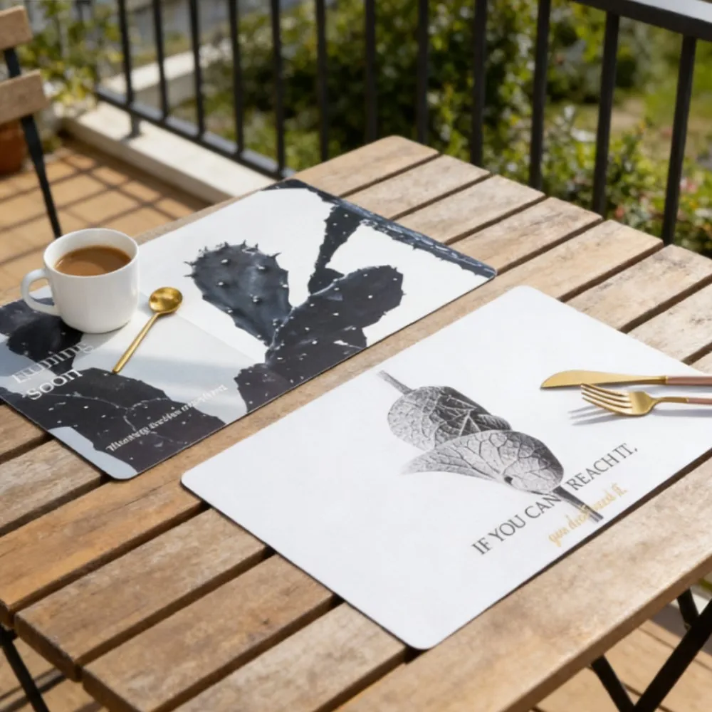 1/6/10 Stück Kunststoff-Tischsets mit Blätter-Motiv, waschbare, recycelbare Geschenk-Tischsets für die Tischdekoration bei Innen- und Außenpartys