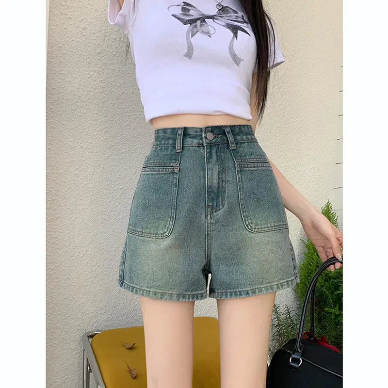 High Waist Denim Shorts Women's Spring Summer New Loose A-Line Design Sexy Short Hot Pants Versatile Stylish Casual Bottoms