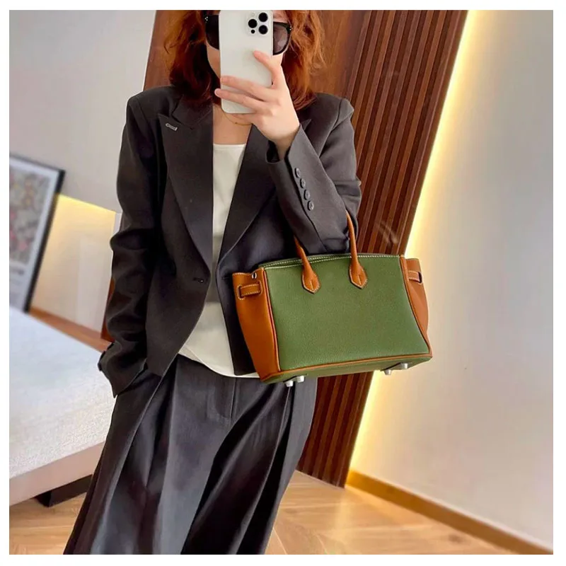 Color matching bag casual tote handbag women luxury bucket shoulder bag Large capacity office shopping slant mini hobo bag