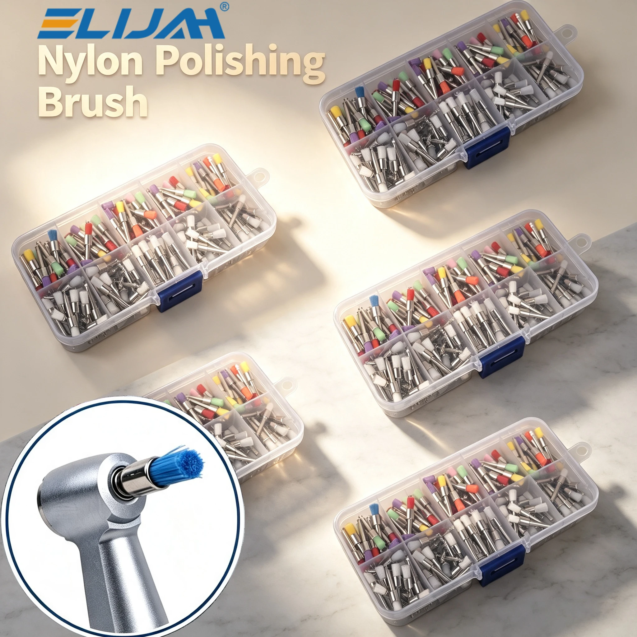 1000Pcs/5Box Dental Polisher Nylon Bristle Brush Polishing Cup Teeth Whitening Prophy Brushes Dentistry Cleaning Accessories