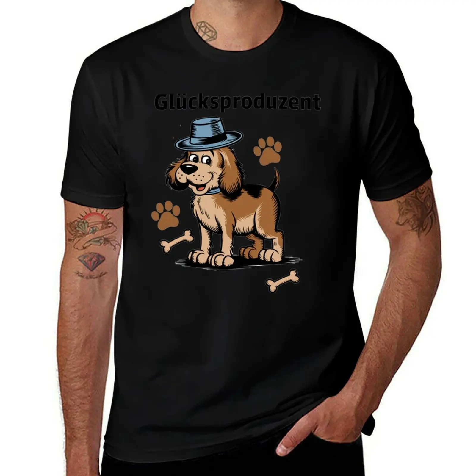 

Happiness Producer – Funny cartoon dog design with hat and bone T-Shirt graphic t shirt vintage custom t shirt mens clothing