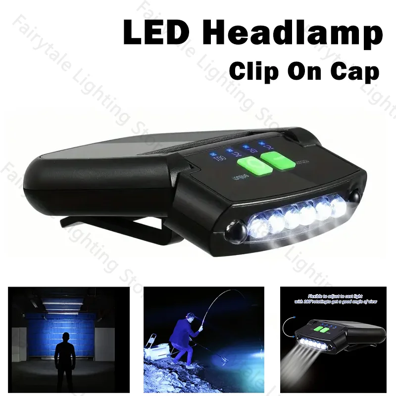 

USB Rechargeable Flashlight Mini LED Headlamp Clip On Cap Hat Light Head Torch for Fishing Camping Portable Lighting