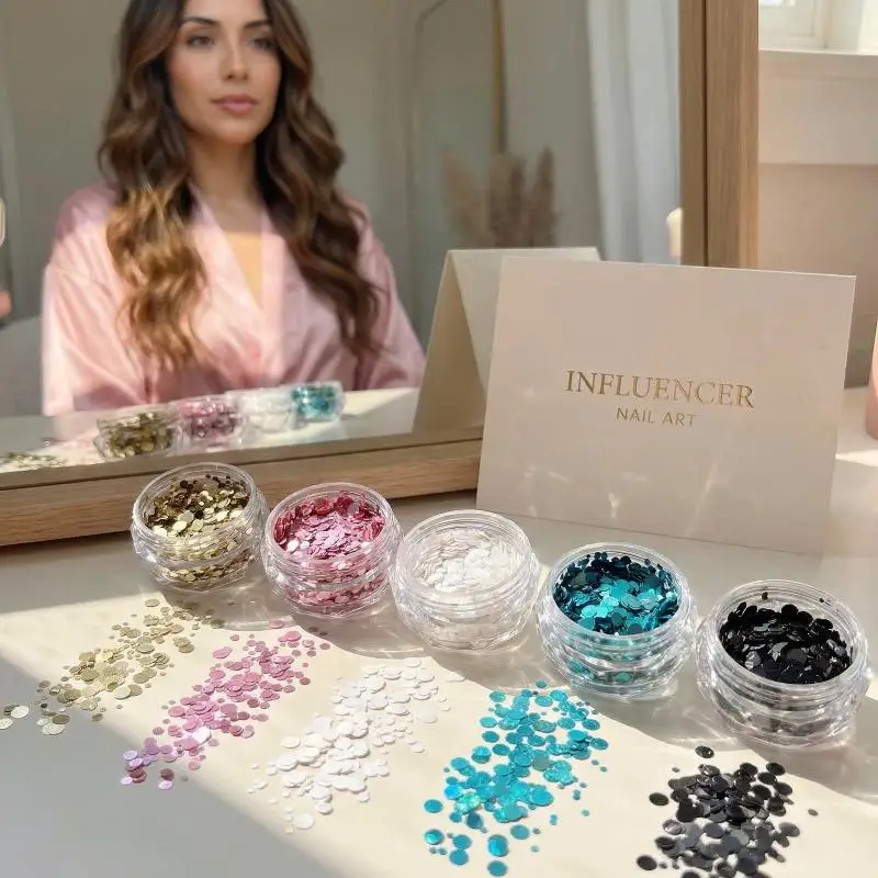 Nail Glitter Sequins Mini Circular Wave Point Sparkling Nail Decoration Easy Application for Salon Manicure