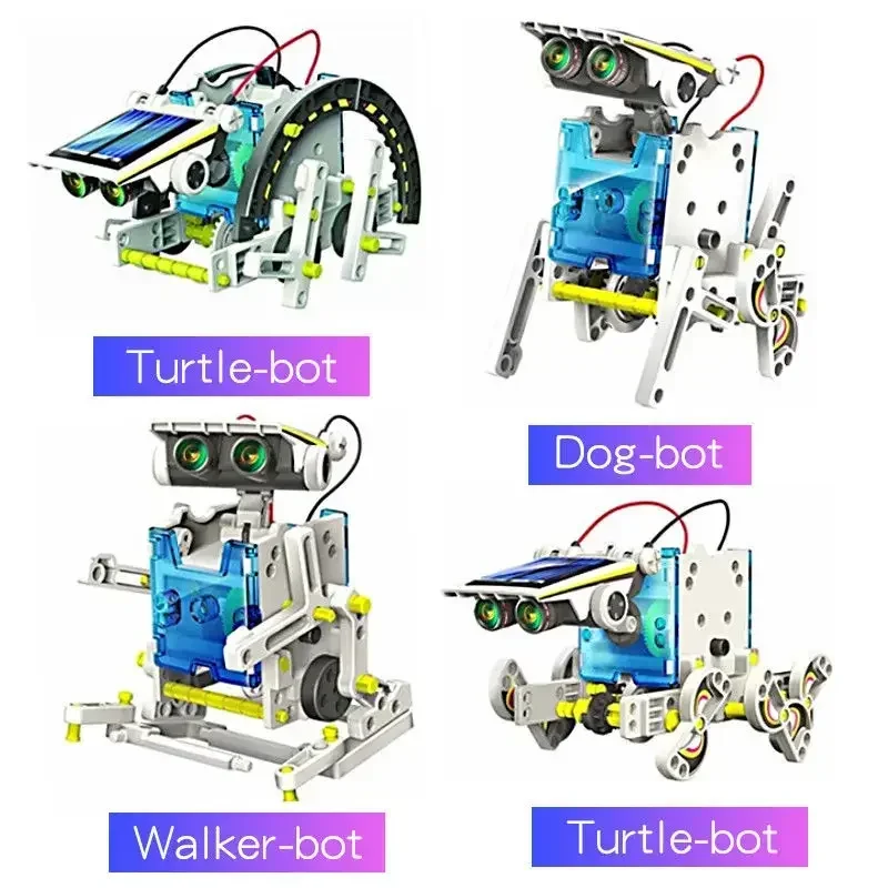 Kit robot ad energia solare fai-da-te Giocattoli educativi 13 in 1 per bambini Robot di trasformazione di assemblaggio scientifico Regalo perfetto per la scuola