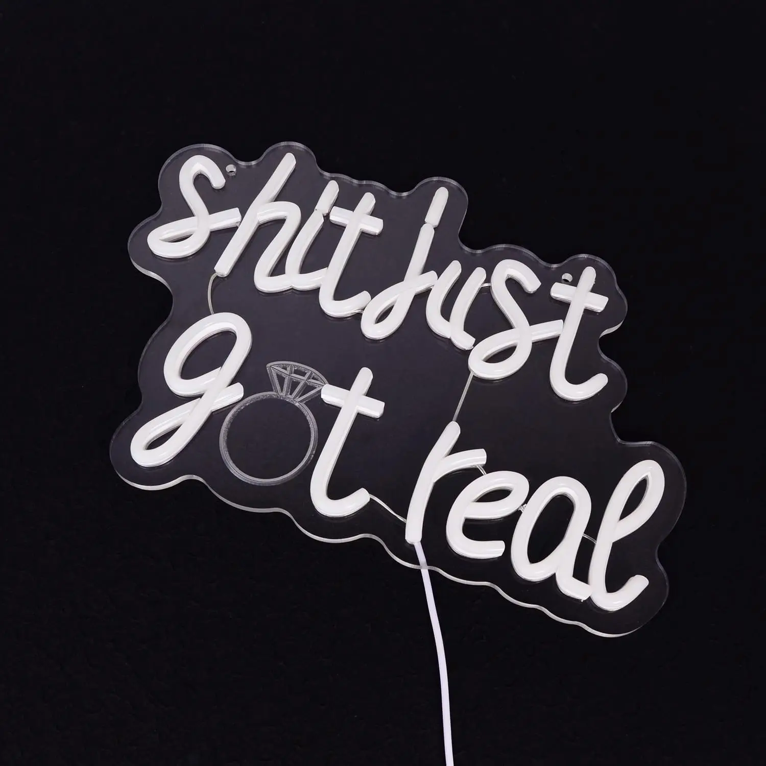 Shit Just Got Real Neon Sign Letters LED Light Lamp Dimmable Switch/USB Humor Words Sign Light for Funny Bachelorette, Bar Sign