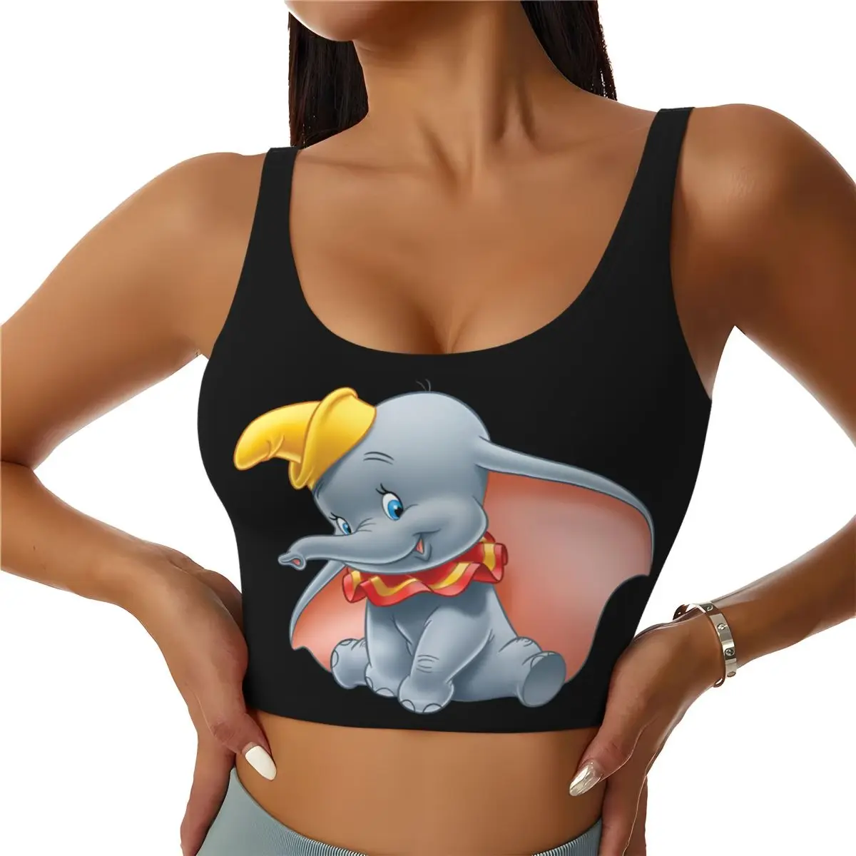 

Спортивный топ-бра для женщин с ярким аниме-принтом «Дамбо», для фитнеса, йоги и тренировок