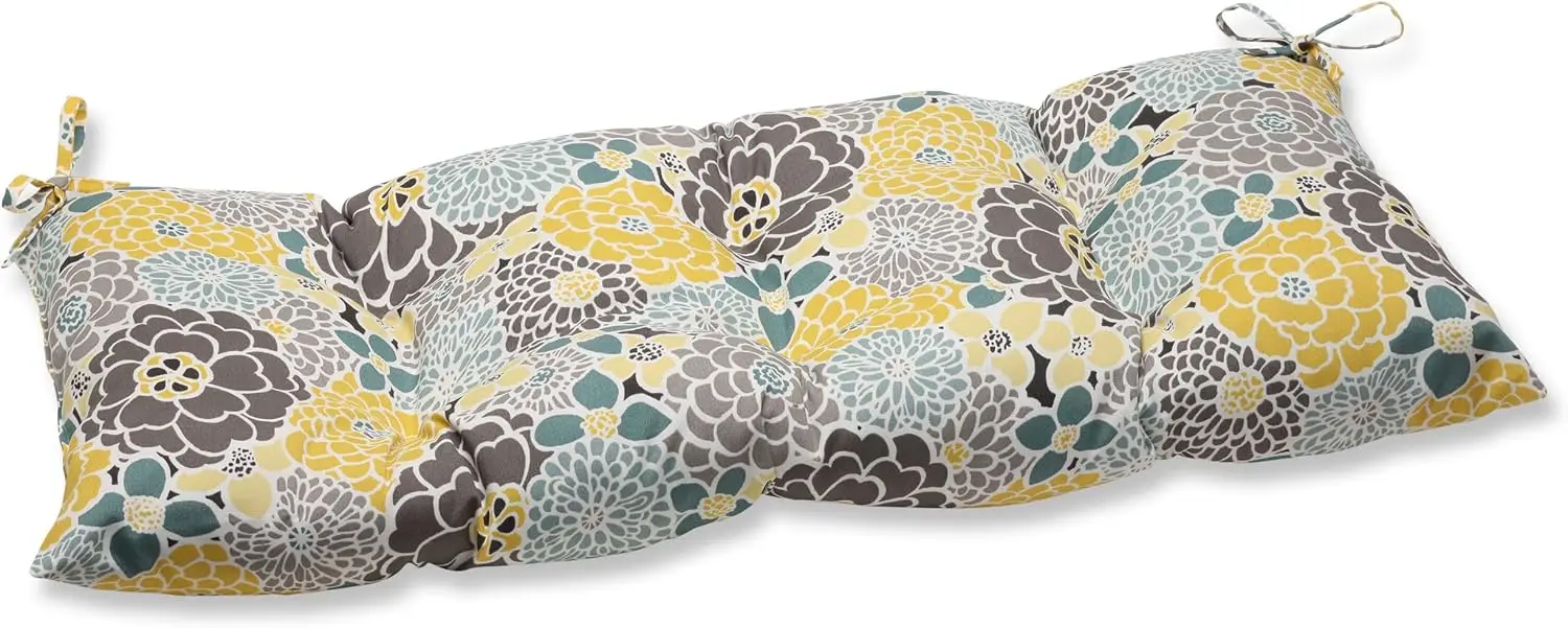 

Bright Floral Indoor/Outdoor Sofa Setee Swing Cushion With Ties, Weather, And Fade Resistant, 18.5"" X 44"", Blue/Tan Lois, 1