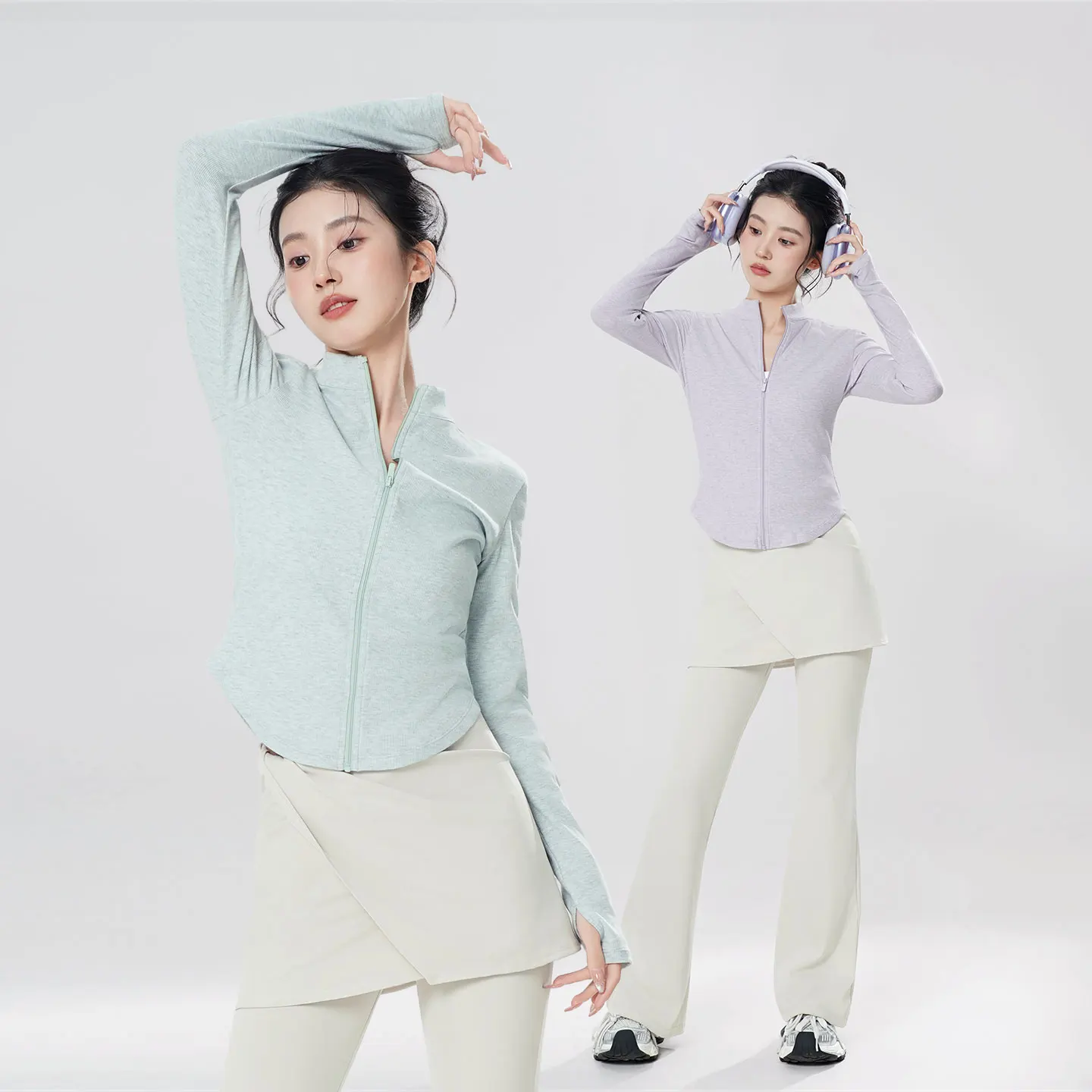 여성 발레 탑 발레 재킷 코트 성인 댄스 가디건 스탠드 칼라 긴팔 댄스 탑 지퍼 여성 댄스 셔츠