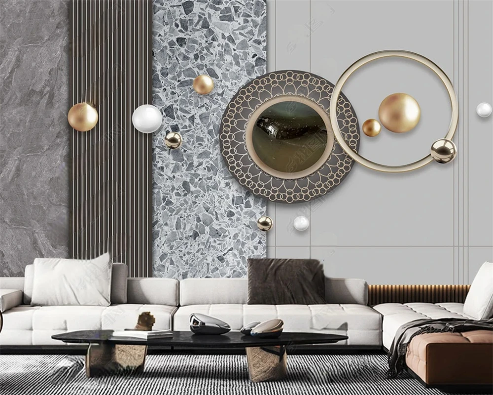 beibehang Customized papier peint modern simple luxury marble luxury geometric three-dimensional terrazzo background wallpaper