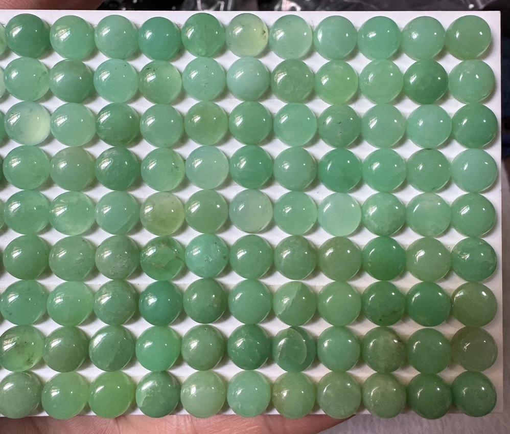 

Wholesale 4pcs/pack A Quality Australia Jade Chrysoprase Beads Cabochon 8mm Round Ring Face Jewelry Accessory